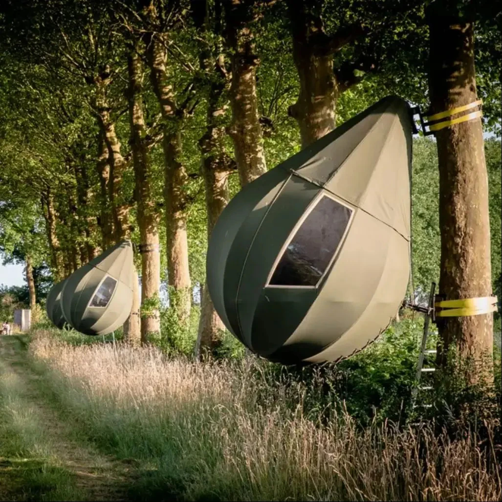 Green Avocado Hanging Tree House Raindrop-shaped Tents Thick Knife Scraper Cloth Teardrop shaped Ecocapsule Egg Shaped Tiny Home