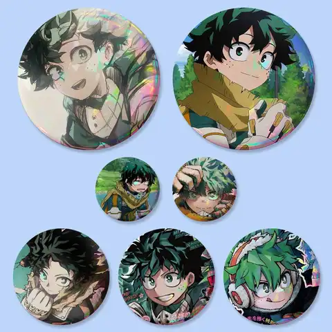 1pc Cartoon Character Izuku Midoriya Badges 25 32 44 58 75 Mm Round Cosplay Pin Bag Decor Collect Friends Gifts Brooch Souvenir