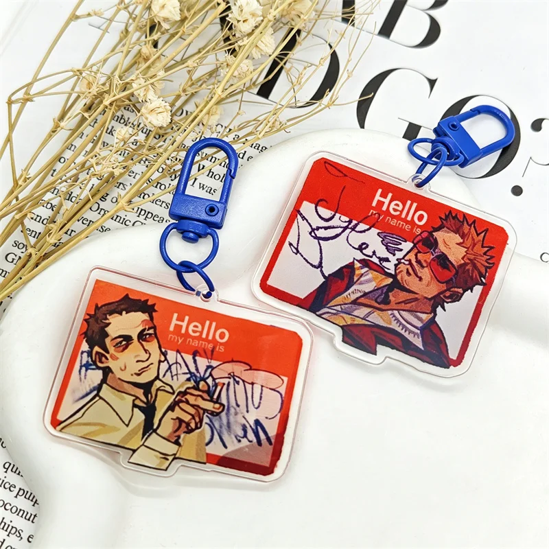 Movie Fight Club Tyler Durden Narrator Cosplay Keychain Acrylic Keyring Bag Pendant Figure Key Chain Accessories Ornaments Prop