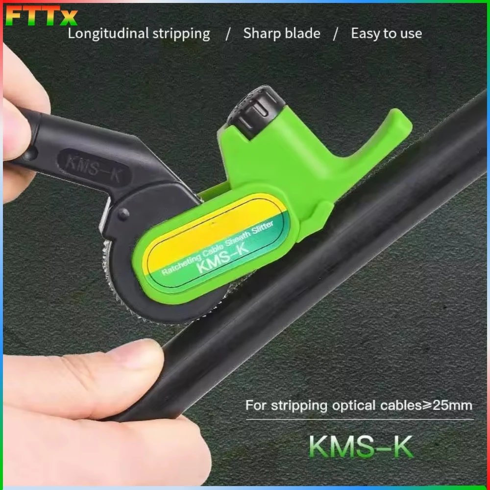 TAWAA Optical Fiber Tool Longitudinal Stripping KMS-K Double-Sided Knife Ratcheting Cable Slitter