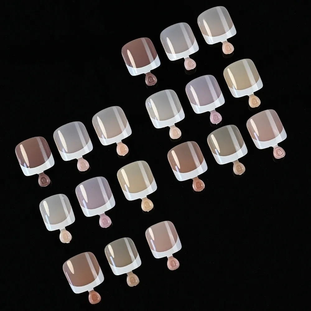 

120Pcs Luxury Chic French Tip Nails Set Glossy Square Short Tip Toenail Full Cover Press on Fake Toe Nails Nails Art
