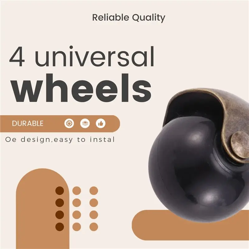 AWAH 1.5Inch Ball Casters Wheels For Furniture Casters Set Of 4 With 8 X 38Mm Mounting Stem Sleeve Socket Insert Replacement