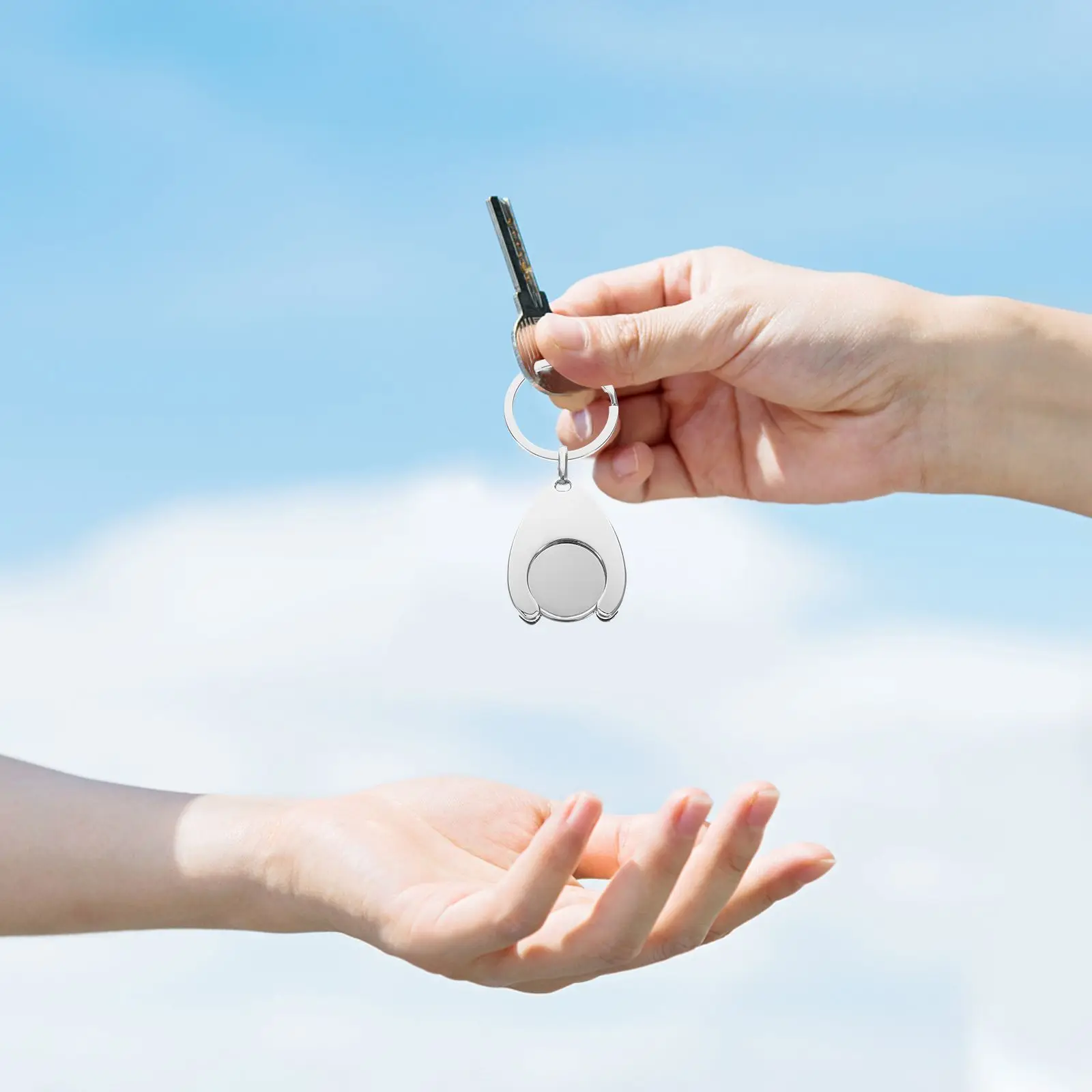 2 Pcs Portable Trolley Token Key Rings Metal Keychain Ornament Shopping Trolleys