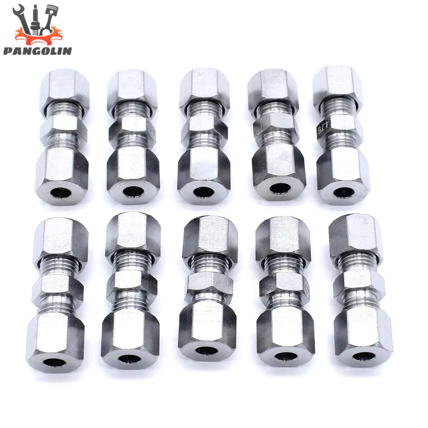 10pcs For Universal Brake Line Union Fittings Straight Reducer Compression Kits Connector 3/16