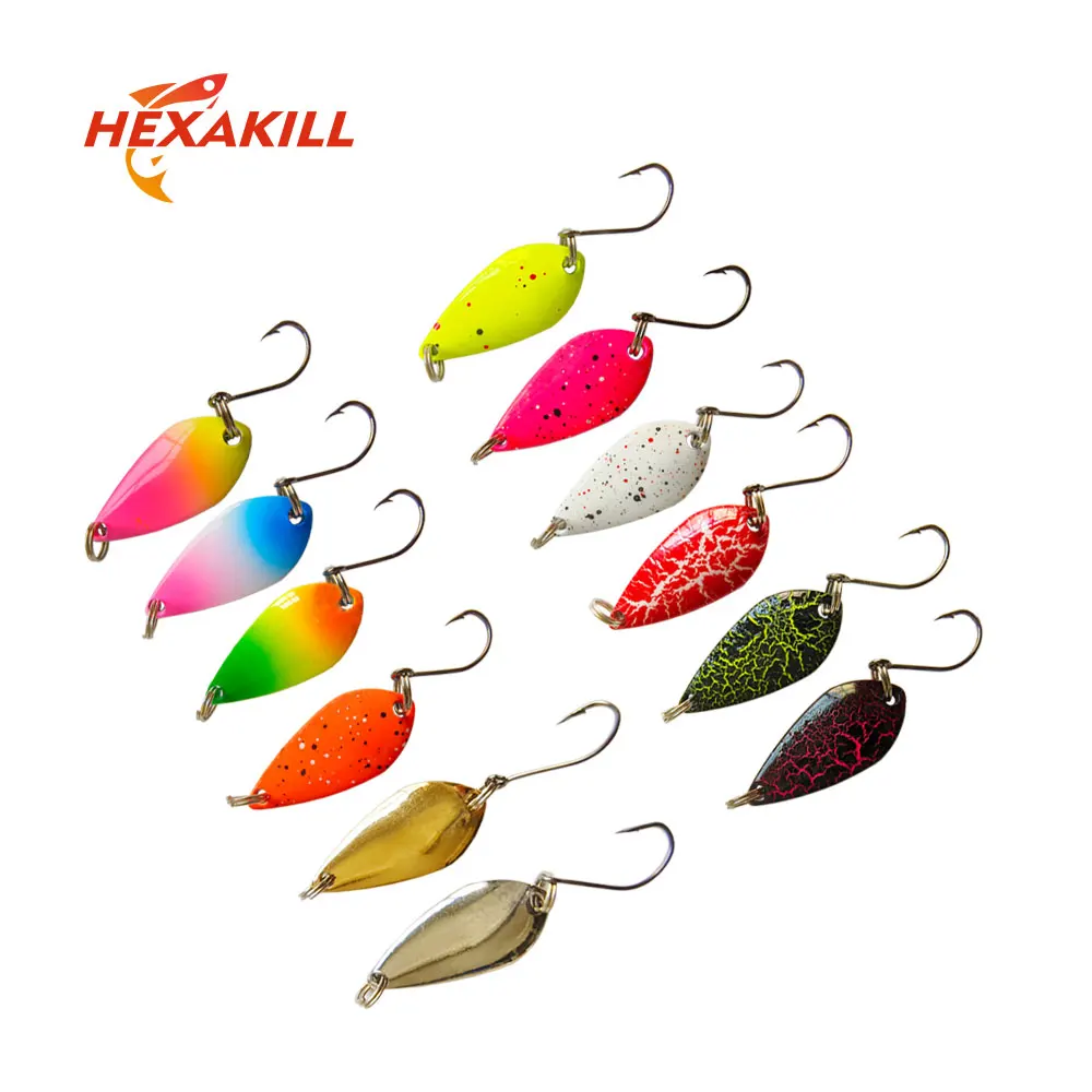 Hexakill Spoons Trout Lures 12pcs Colorful Mini Metal Spoon Baits  Assorted Weights (1.5g, 2.5g, 3.5g) for Freshwater Fishing