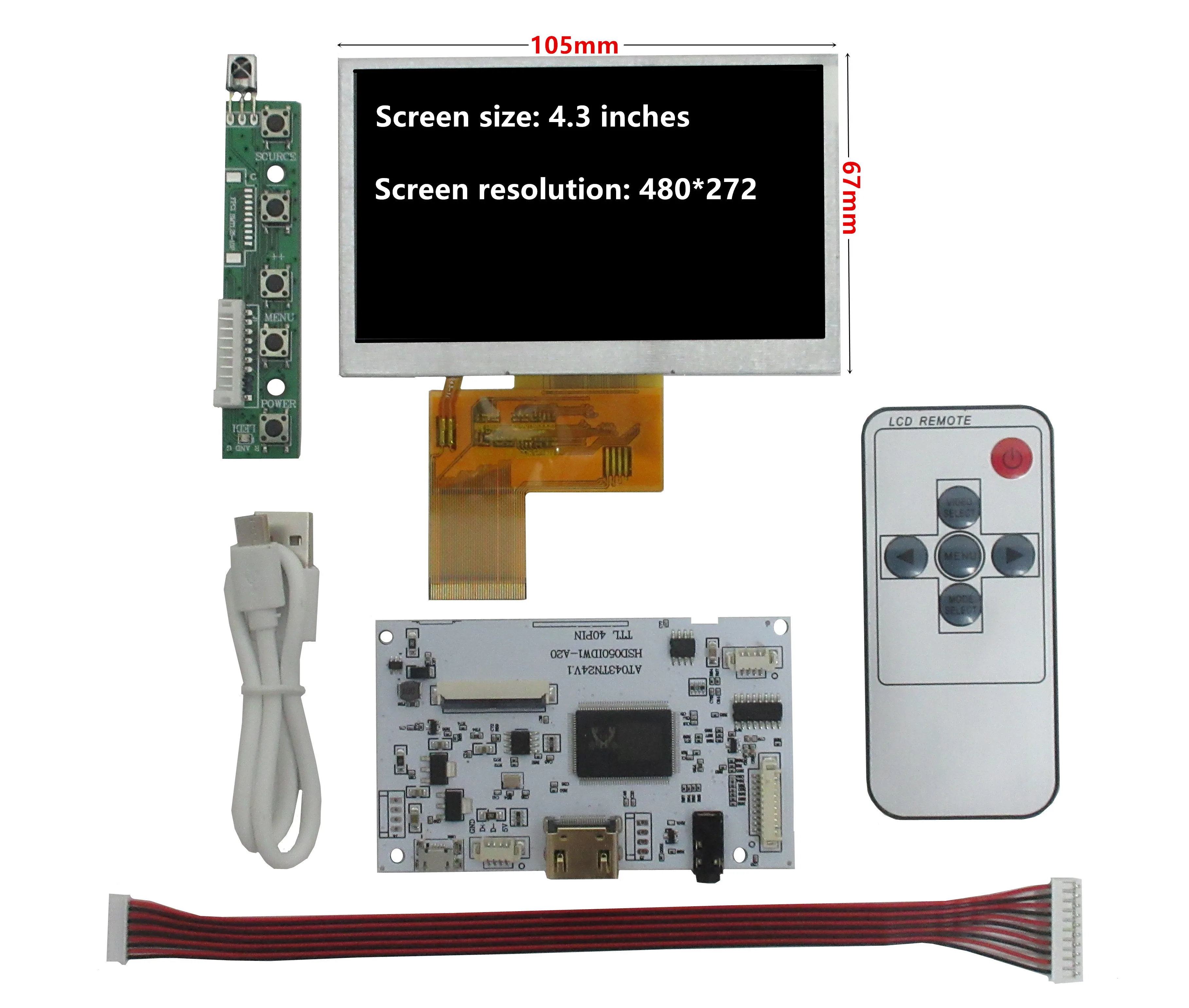 4.3 Inch Multipurpose LCD Screen Display Controller HDMI-Compatible Audio Control Driver Board