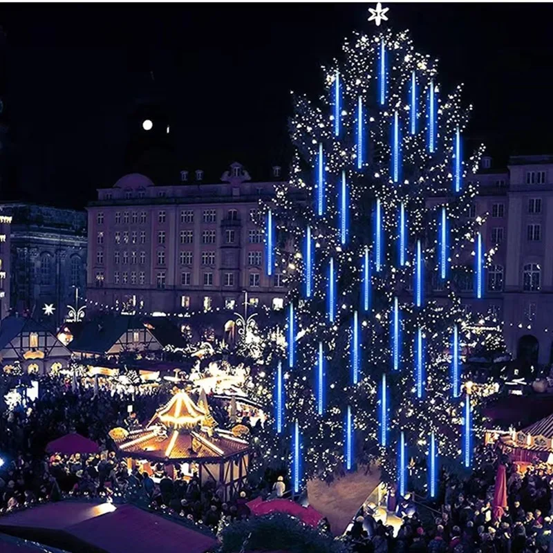 Fairy Solar LED Meteor Shower String Light Holiday 2024 Christmas Decoration Outdoor Garden Decor Street Garland Waterproof