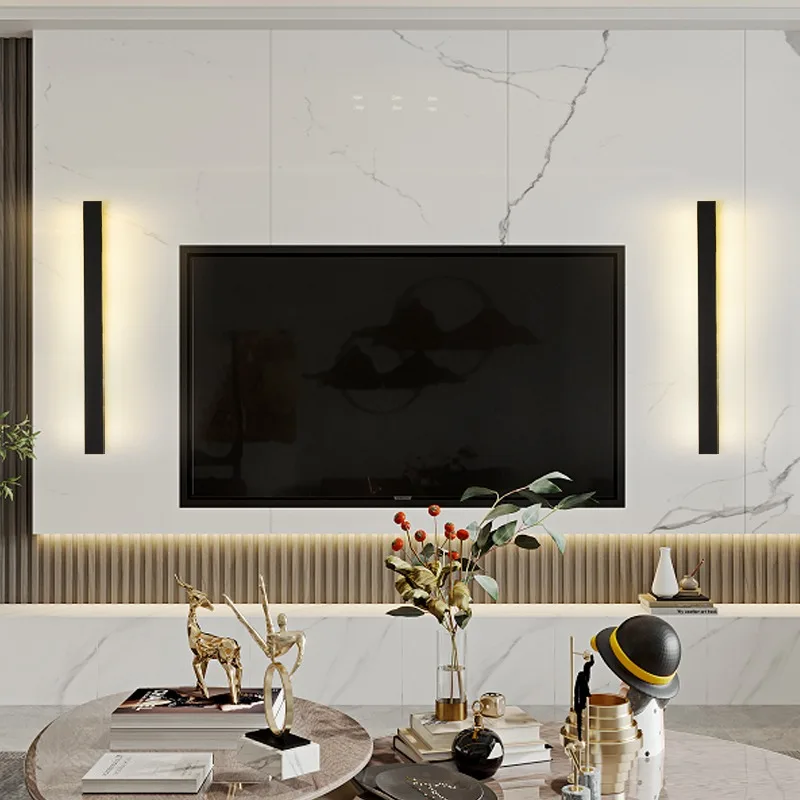 Minimaliste bande applique chambre moderne minimaliste créatif trois couleurs LED salon canapé fond applique murale