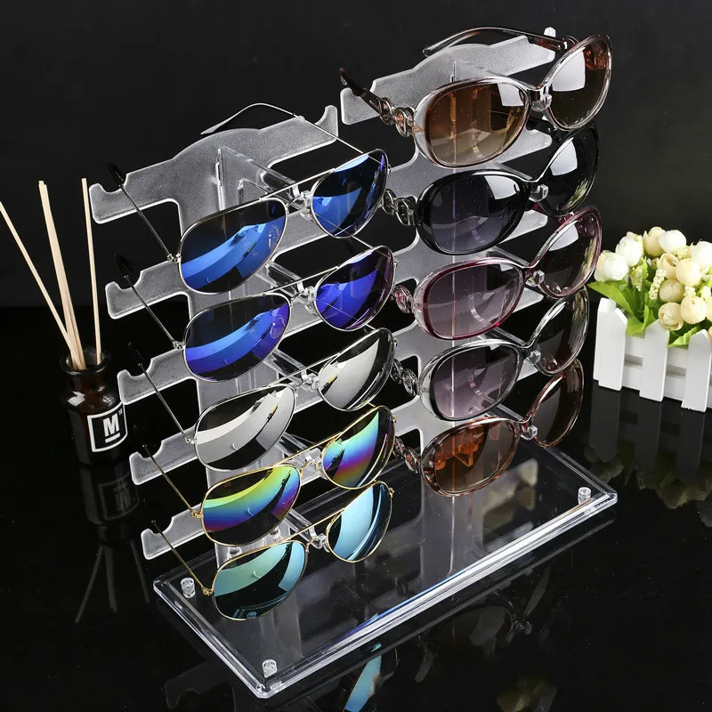 Double Row 10 Pairs Of Glasses Display Stand Sunglasses Rack Holder    Bracket   Props WJ826