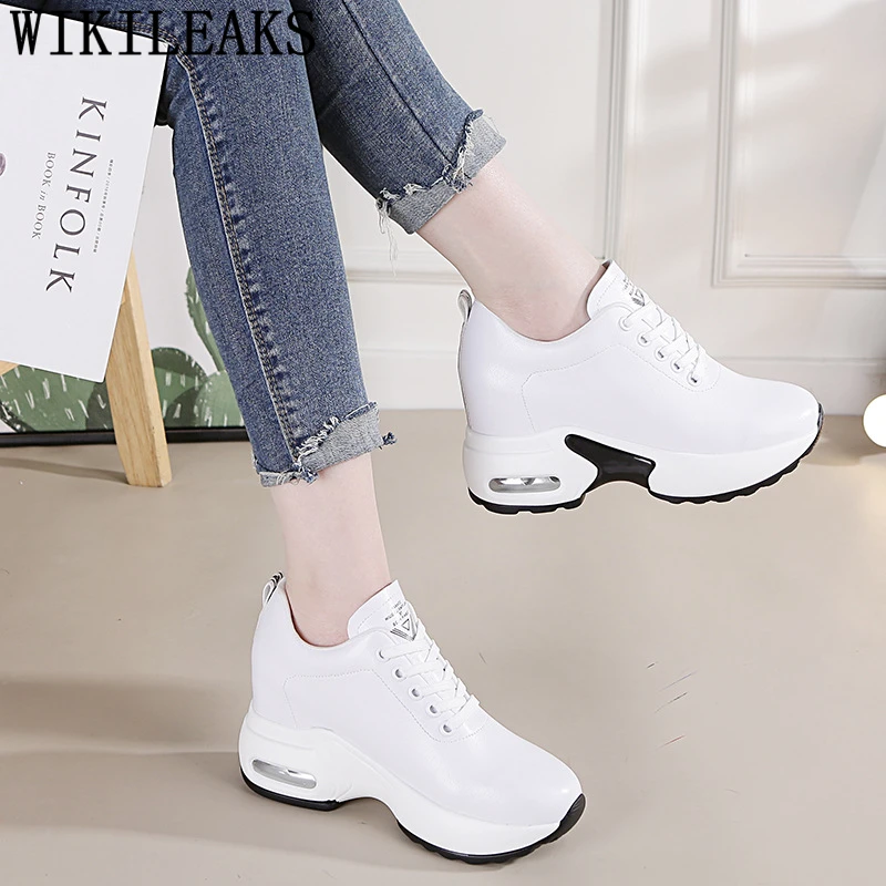 Platform Sneakers Women Genuine Leather Shoes Women Elevator Shoes Increase Within Wedges Sneakers For Women Casual Shoes Tenis