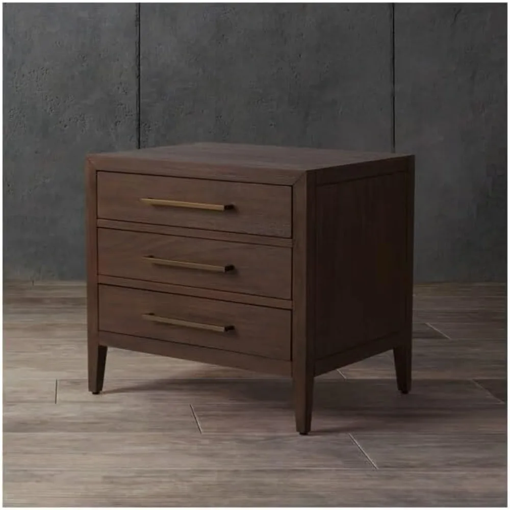 Couture Home Collection Ariella Brown 3-Drawer Wood Nightstand Table (Fully Assembled)