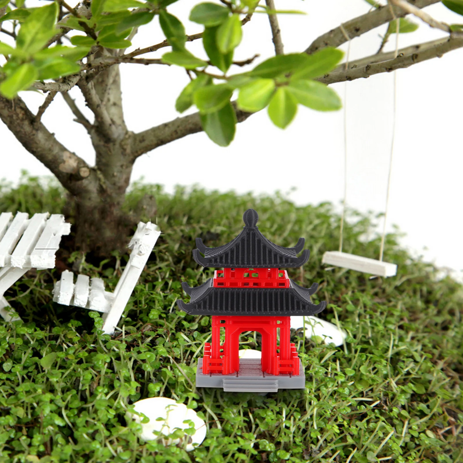 

Style Miniature Pavilion Ornament Sturdy Material Classic Design Bonsai Aquarium Garden Home Decor Landscaping