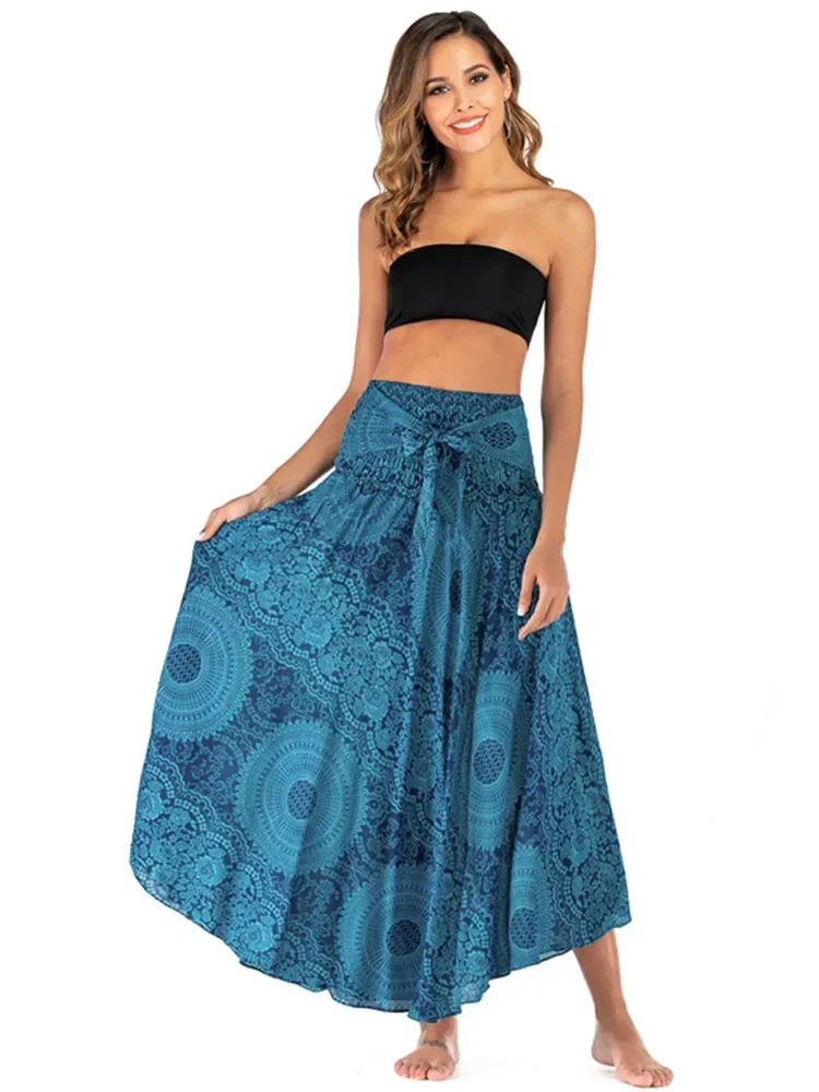 섹시한 투웨이 웨어 원피스 여성 비치 스커트, 하라주쿠 로브, 캐주얼 프린트 패션, y2k 보헤미안 드레스, 여성 의류