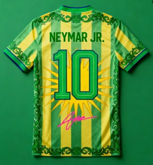 

2025 new 3D printed Neymar No. 10 jersey short sleeve Neymar birthday T-shirt quick-drying breathable children's short sleeve