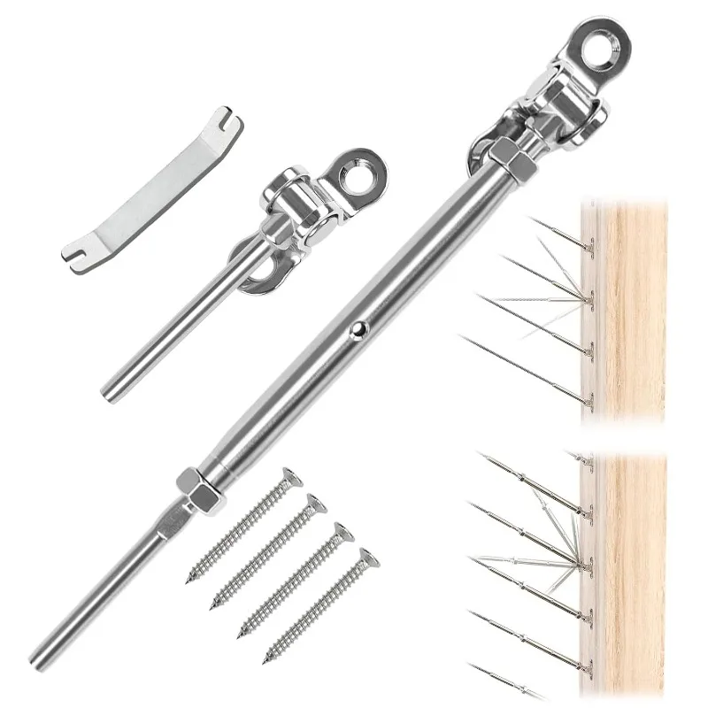 Kabelgeländer-Set, 1/8 Zoll, Swage Toggle, Spannschloss, Kabelgeländer-Hardware, T316-Edelstahl, für Holzpfosten, WoodEasy