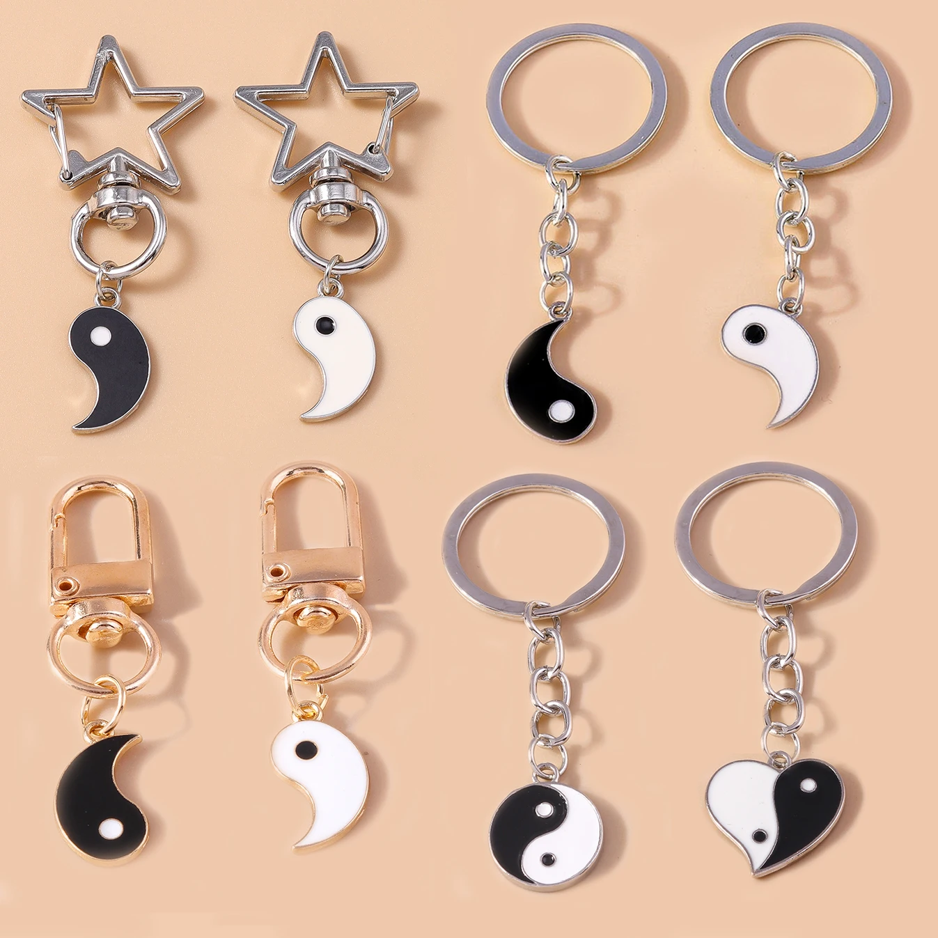 Aihua Hot Selling Yin Yang Tai Chi Keychain BFF Best Friends Couple Matching Sets for Women Men Lovers Keyring Jewelry Gifts