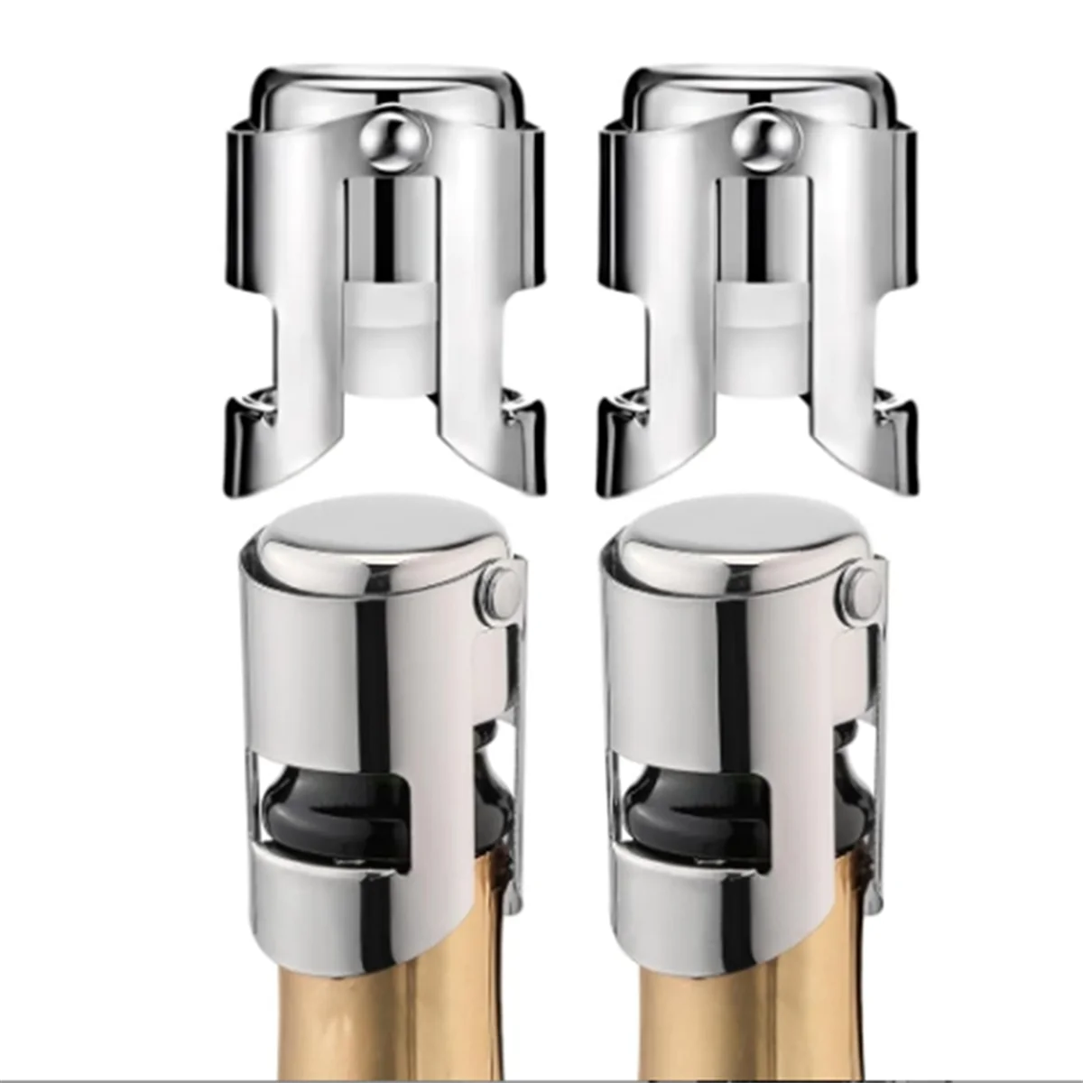 4PCS Champagne Stoppers with Stainless Steel, Champagne Saver with Silicone Leak Proof for Champagne