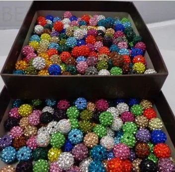 50pcs/lot 4 6 8 10 12mm Rhinestone Ball Beads Clay Paved Crystal Disco Spacer Beads For DIY Jewelry Making Necklace Bracelet