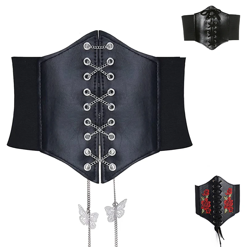 

Women's Lace-up Corset Elastic Waist Belt ,Tied Waspie Wide Belt for Women Christmas Costume