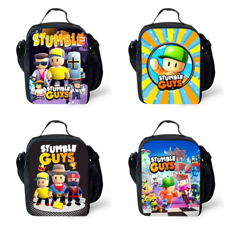 Stumble guys Lunch bags for Child,Cartoon School Picnic Bags for Girls Boys,Large Kids Cooler Bags for 4-10 years