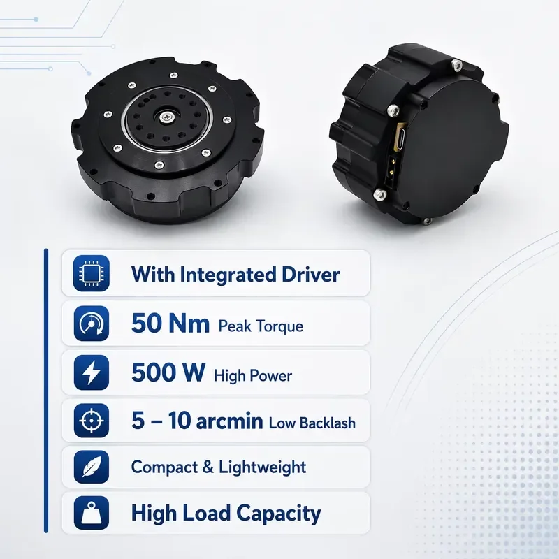 500W 10Nm High Torque Cycloid Robot Joint Actuator 120RPM Servo Motor Module for Humanoid Robot Arms and Industrial Robots
