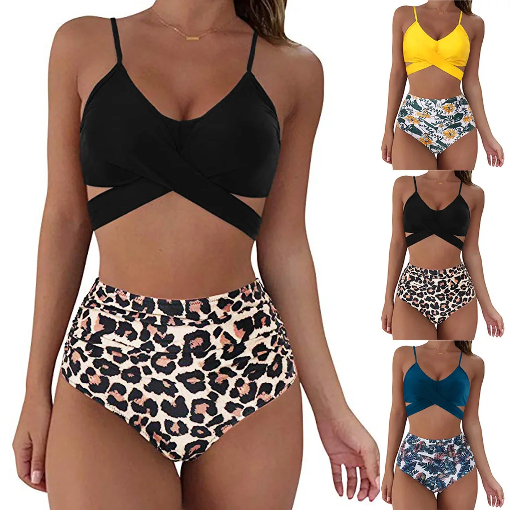 

Fanceey Vintage High Waist Swimwear Summer Printed Women Bikinis Push Up Swimsuit Female Beachwear Bathing Suit Swimming