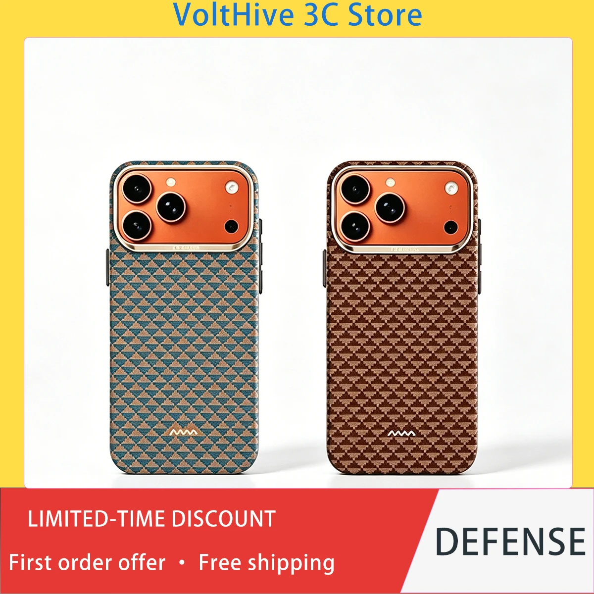 DEFENSE Magnet Case for IPhone 17 Pro Max Gold Plated Contact Woven Aramid Fiber Ultra‑Thin Shockproof Phone Cover for Man Gift