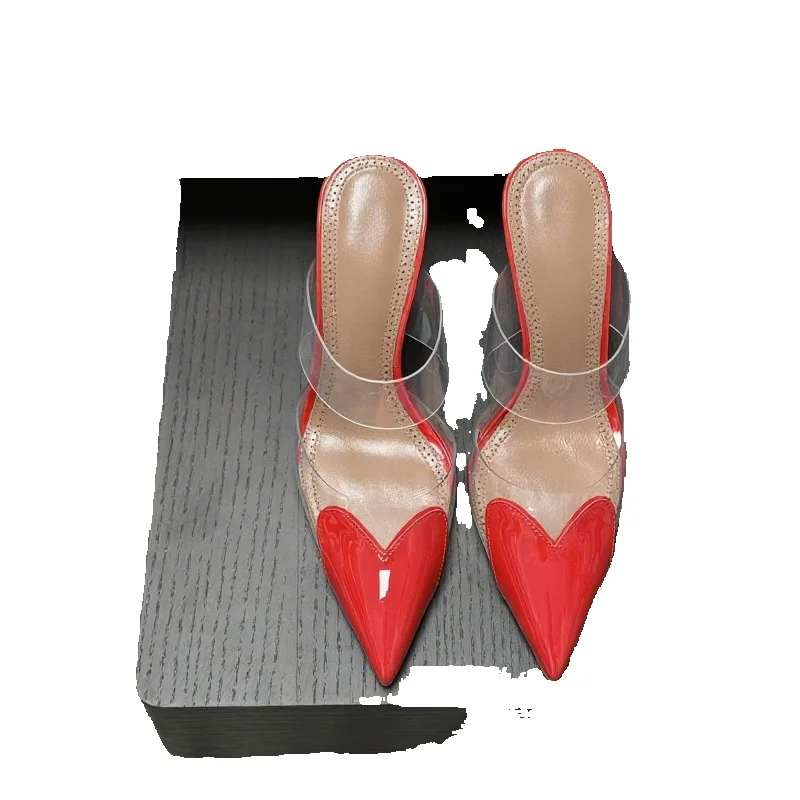 Mode hart-ontwerp hoge hakken voor dames, 10,5 cm lakleer/ponyhaar, liefdescollectie zelfliefdescadeau - afbeelding 2