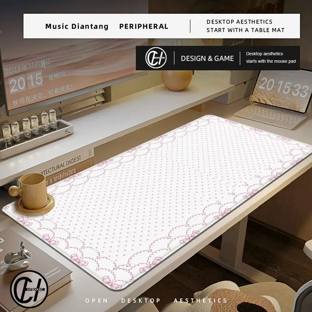 Rubber Desk Pad Protector Polka Dot Strawberry Four Leaf Clover PINK Y2K Mouse Pad Office Desk HYBXAXC Non-Slip PC  Blotter Pad