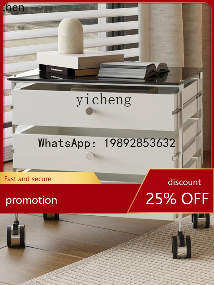 YFY  Acrylic Portable Bedside Table Alternative Simple Modern Household Bedroom Trolley