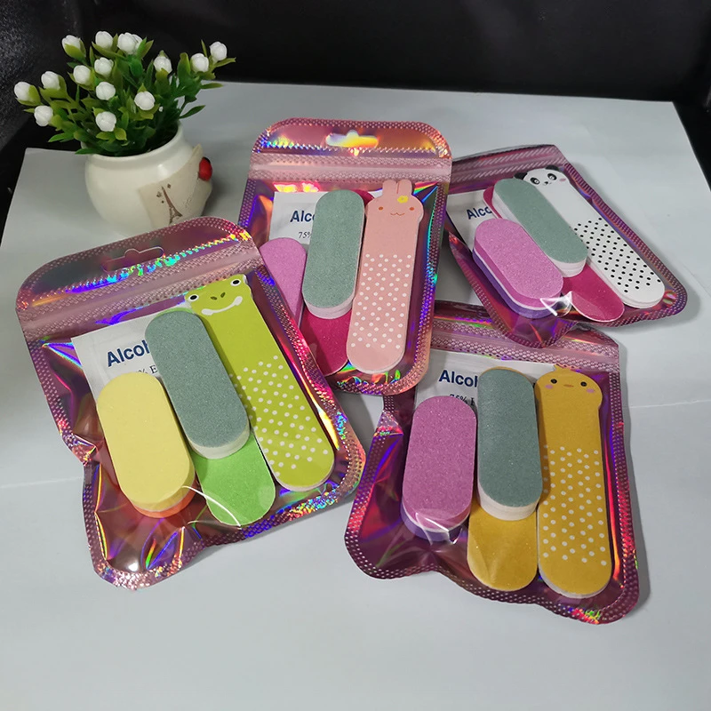 5pcs Mini Nail File Set Double-face Nail Polishing Sand Strip Product Nail Dead Skin Care Tool Give Customers Small Gift Package