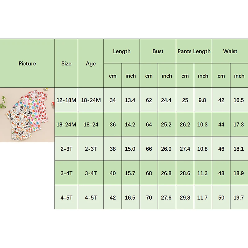 طقم بيجامة من قطعتين للأطفال والفتيات ، ملابس نوم للأطفال الصغار ، قميص وشورت قصير الأكمام ، زهور ، فراولة ، طبعة دجاج