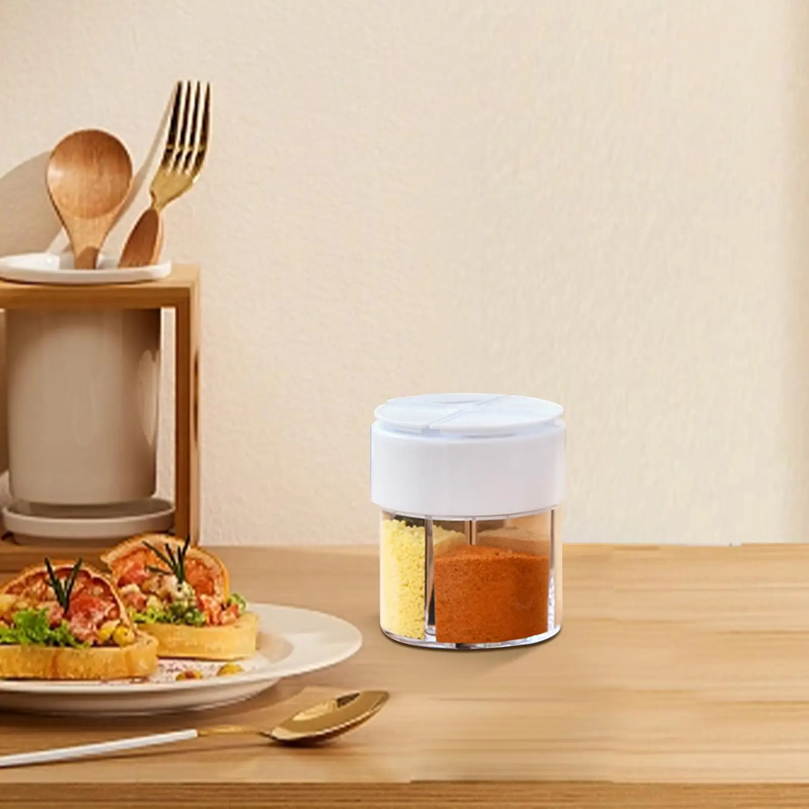 Seasoning Containers Clear Salt Container With Lid holes Easy to clean Kitchen Utensils for Camping Picnic barbecue Cooking view 3