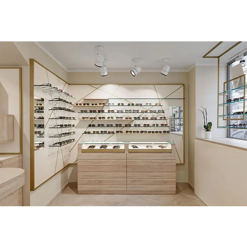 custom.High-End Luxury Eyeglass Booth and Sunglass Store Display Cabinet Showcase Optimal Design Optical Shops