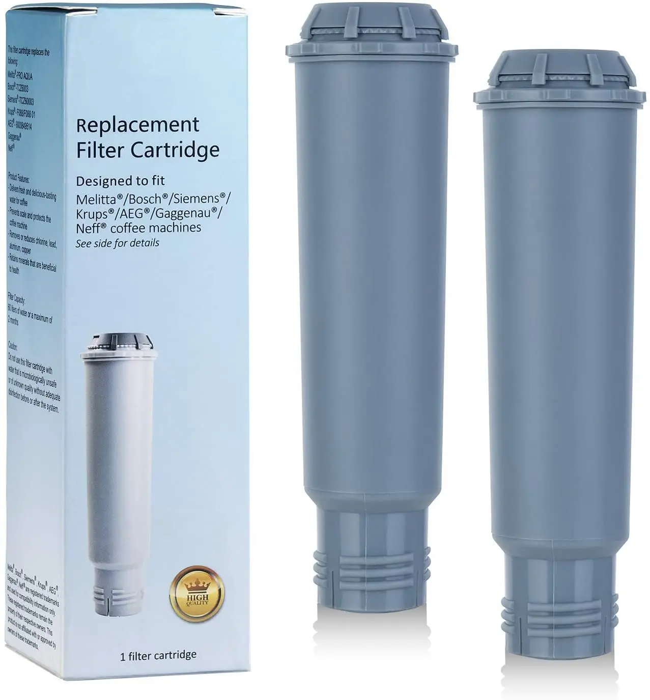 2Pack Coffee Maker Water Filter Coffee Filtration Cartridges Replacement For Krups Claris F088, Melitta PRO AQUA, Bosch, Siemens