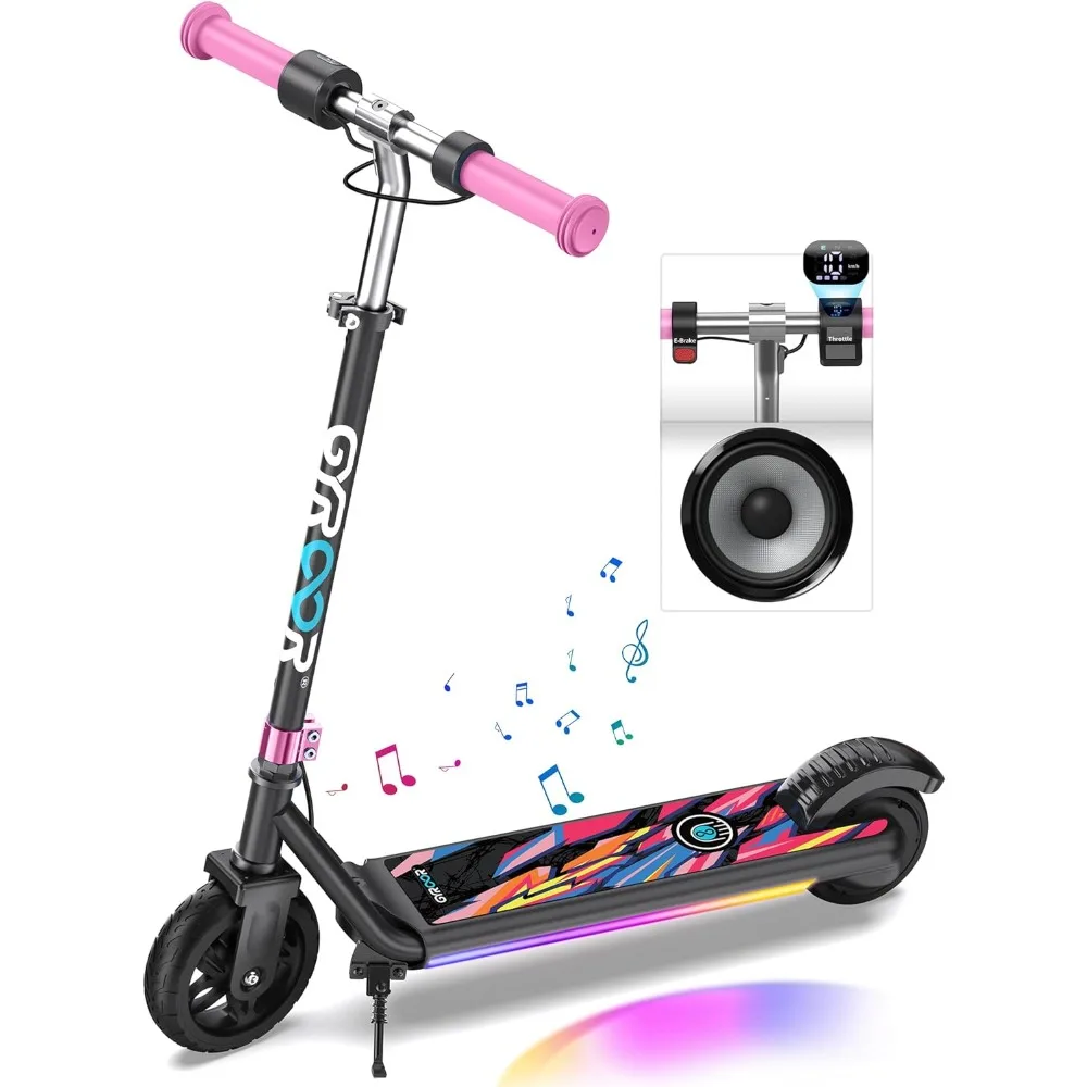 

Electric Scooter for Kids Ages 8-12, 150W Powerful Motor, Bluetooth Music, Dual Brake System, Adjustable Height and Speed