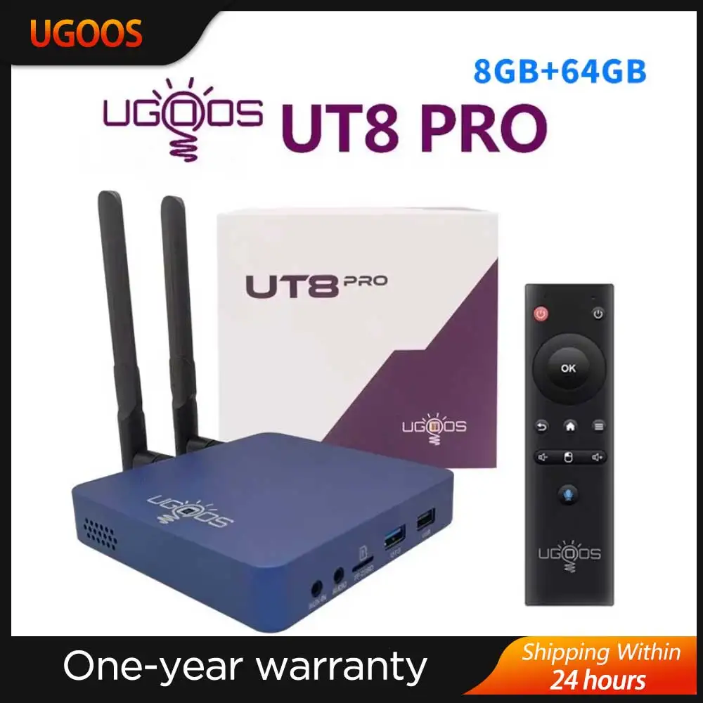 2024 UGOOS UT8 PRO Smart TV BOX Android 11.0 DDR4 8GB RAM 64GB ROM RK3568 WiFi6 Media Player BT Voice Remote UT8 4G 32G