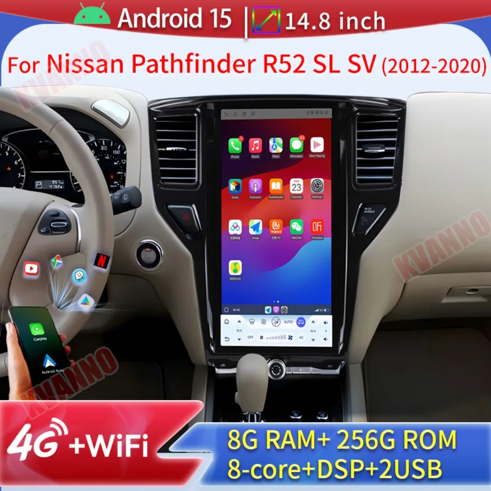 

14.8" Android15 Car Radio For Nissan Pathfinder R52 SL SV 2012-2020 2Din Qualcomm 6125 Multimedia Player GPS Navigation DSP WiFi