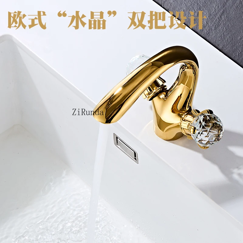 Nowa bateria umywalkowa w stylu europejskim, umywalka łazienkowa, szafka łazienkowa z podwójnym uchwytem, regulacja ciepłej i zimnej wody, cała z miedzi.