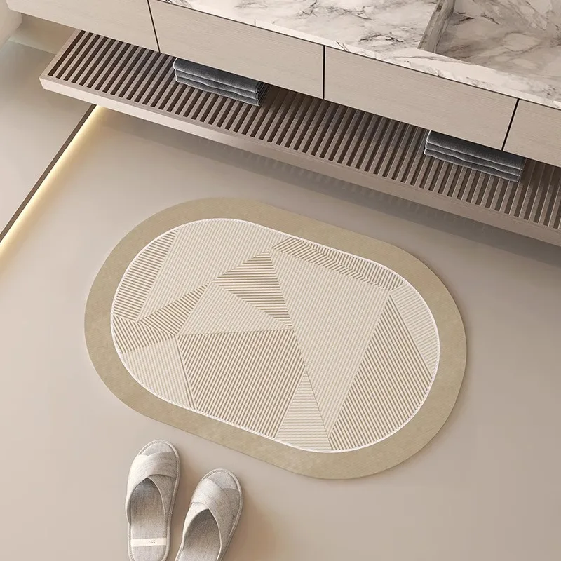 

Modern Minimalist Lines Diatom Mud Bathroom Absorbent Floor Mat Door Mat Entrance Door Mat Quick Drying Anti Slip Carpet