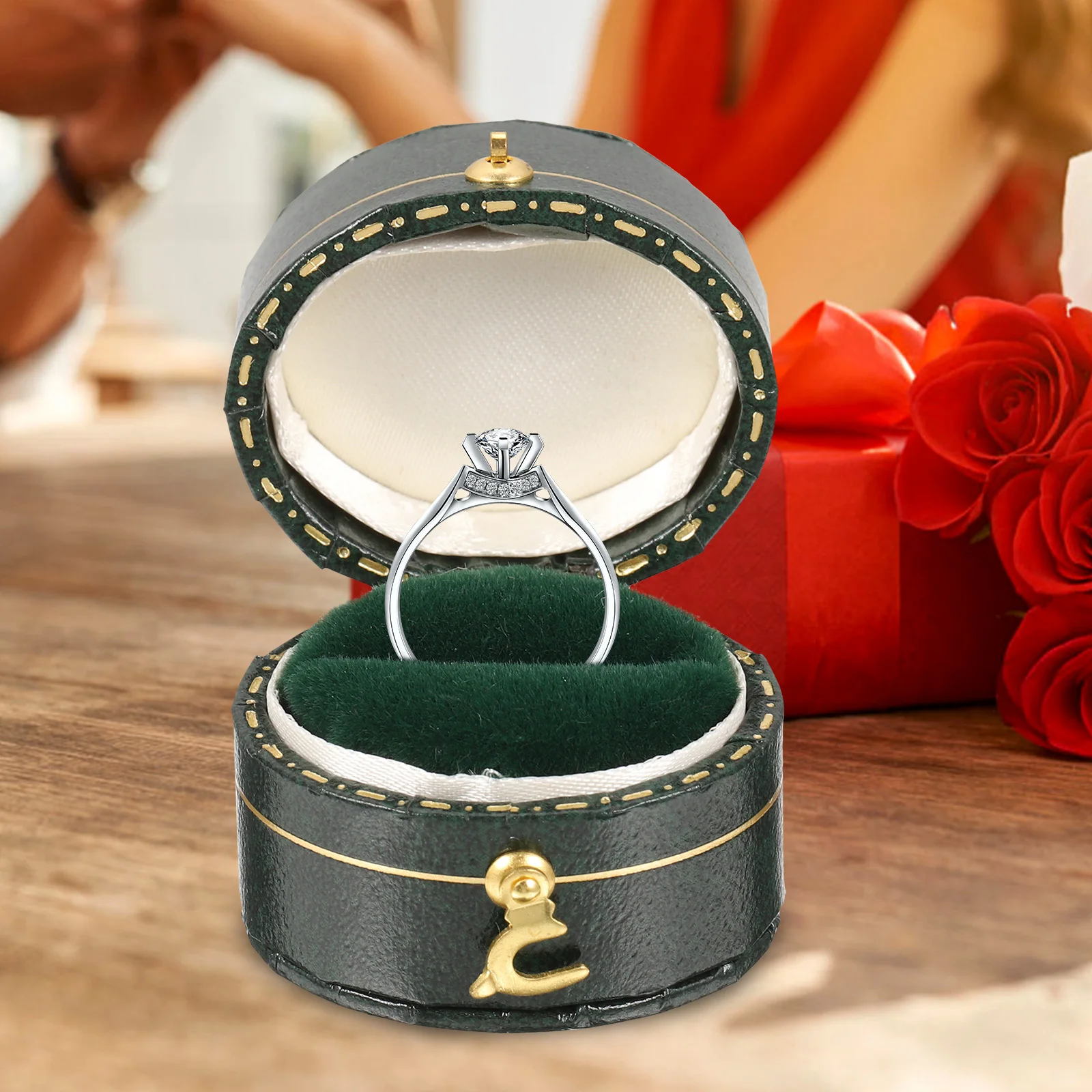 

Ring Box Jewelry Gift Wrapping Organizer Portable Ring Case Small Travel Storage Holder Wedding Engagement Proposal