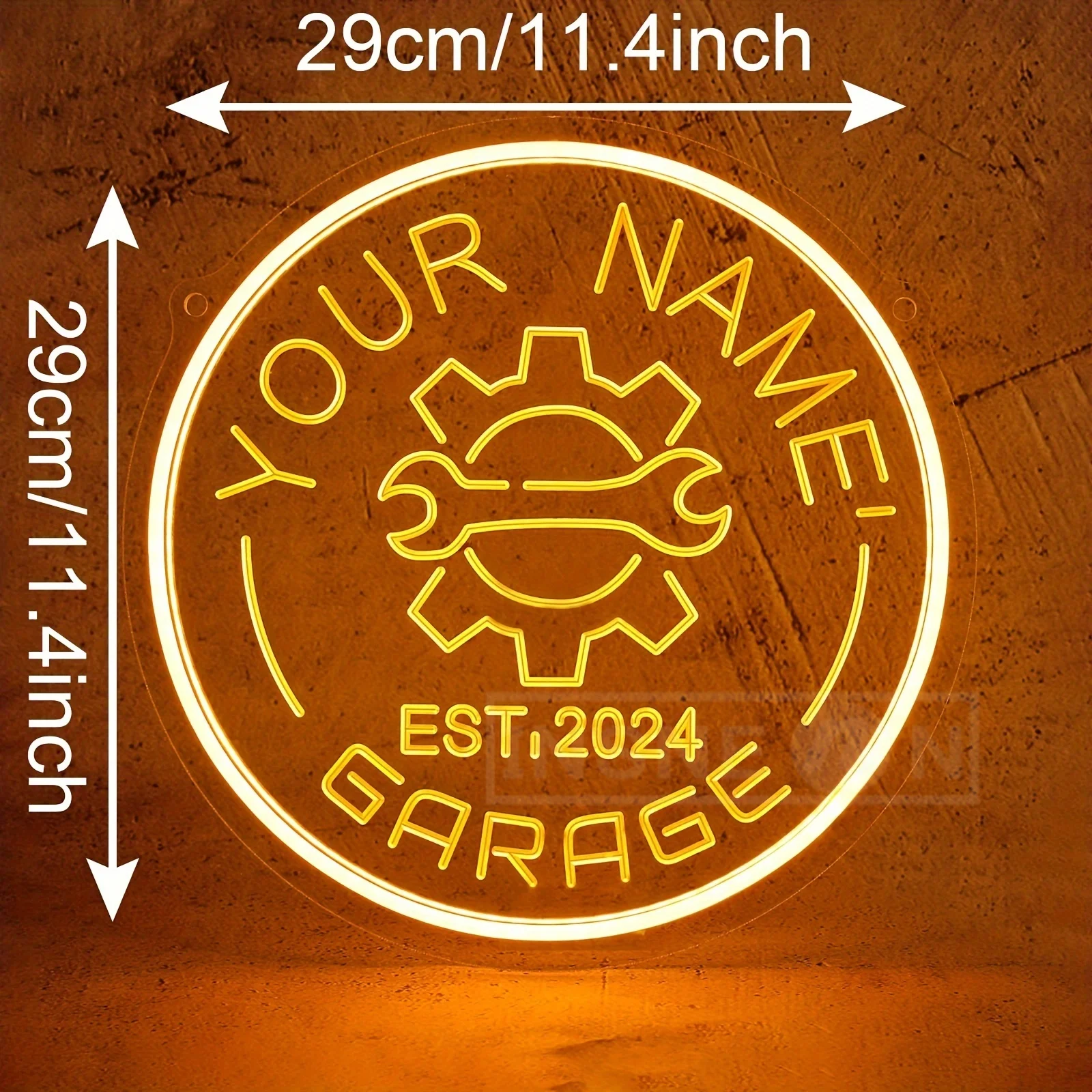 عرف اسمك النيون المرآب تسجيل والعتاد تصميم USB سطوع قابل للتعديل وحدة إضاءة LED جداريّة ديكور عشاق السيارات الأطراف المرآب ديكور