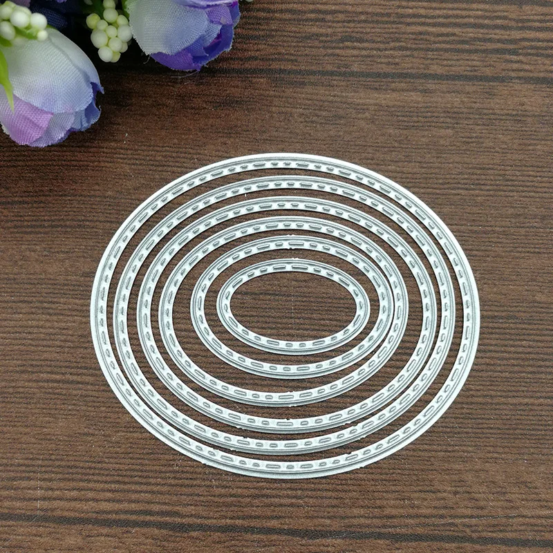 6pcs Oval Metal Cutting Dies Stencil DIY Scrapbooking Embossing Paper Card Album Decorative Craft