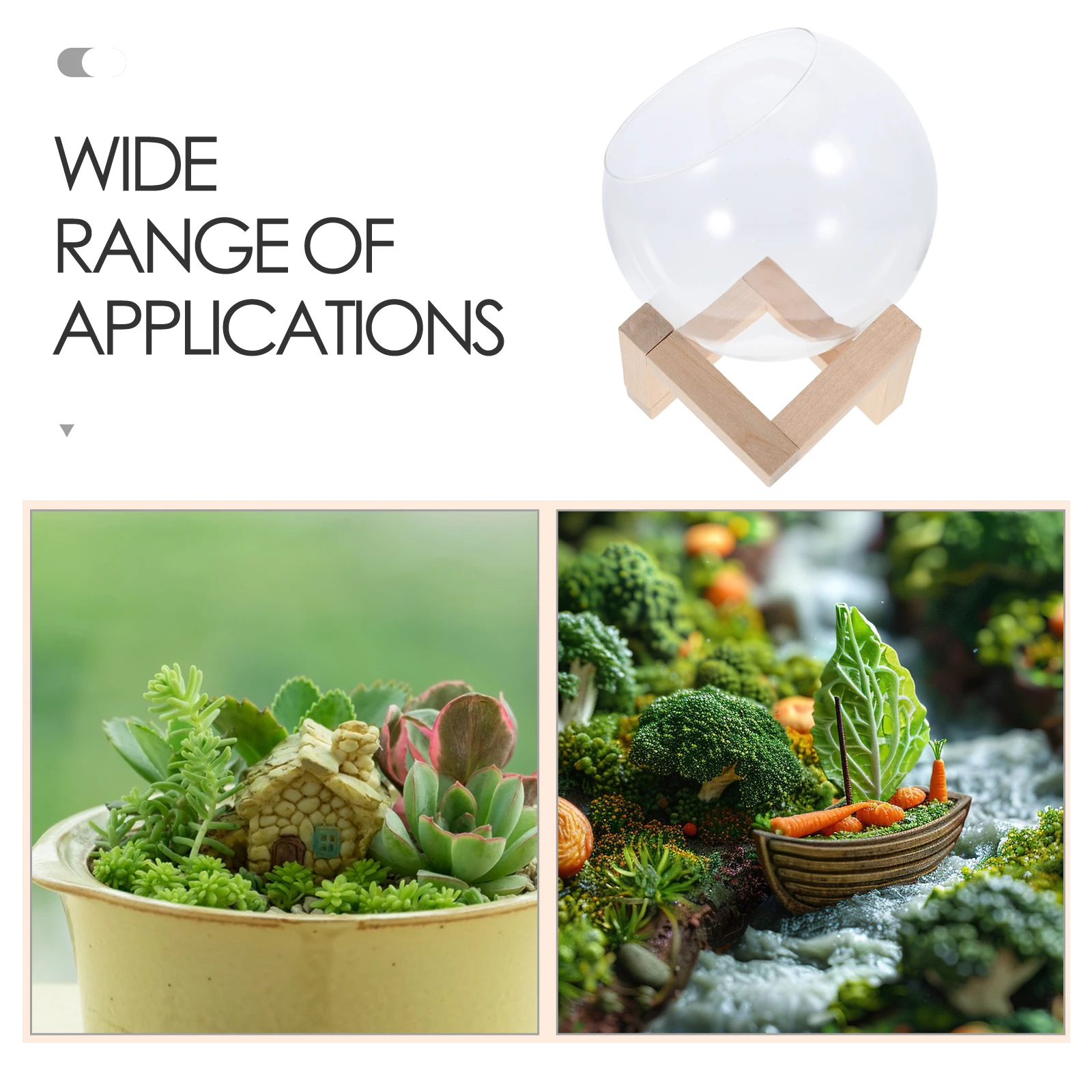 

Unique Micro Landscape Container Wooden Stand Hydroponic Frame Flowerpot Desktop Succulents Home Decor Glass Propagation Vase