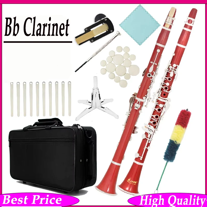 

Немецкий профессиональный кларнет SLADE Red Bb, 17 клавиш, деревянный духовой инструмент, Blackwinds Pro, полный комплект с жестким кейсом