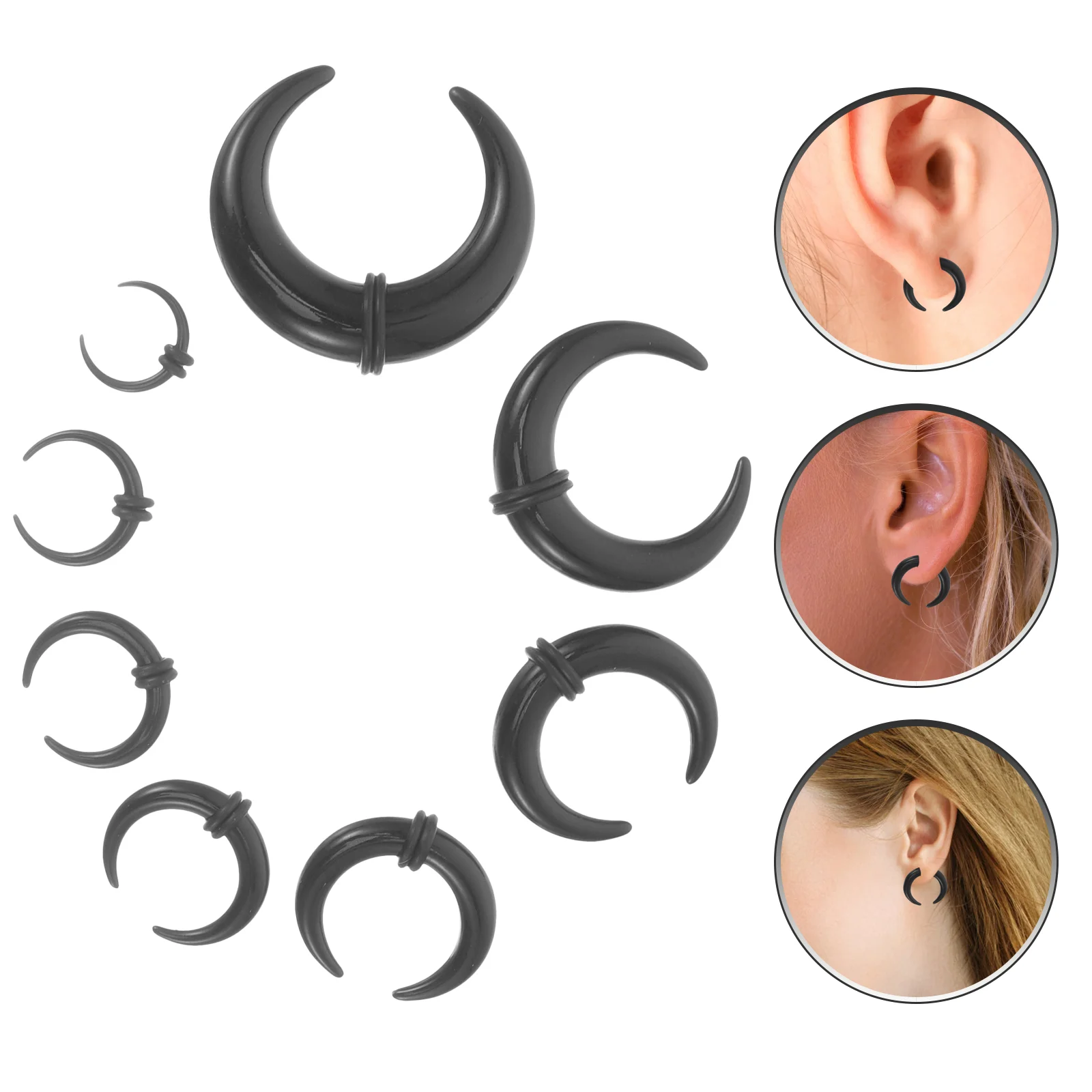 8 Pcs Nose Ring Horn Auricle Earrings Helix Acrylic Piercing Jewelry