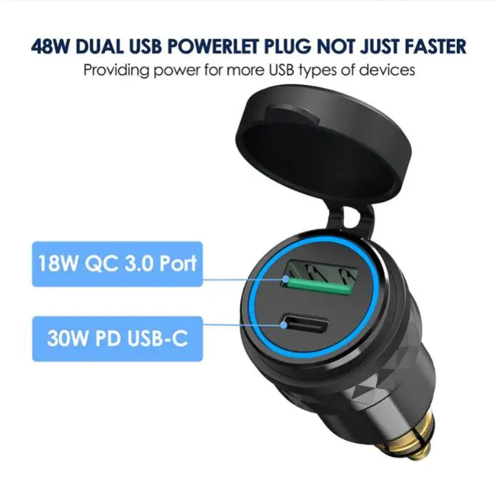 1pc Car Dual USB Charger Motorcycle DIN Socket Dual USB Charger Adapter For BMW Ducati Triumph Motorcycle Car Accessories