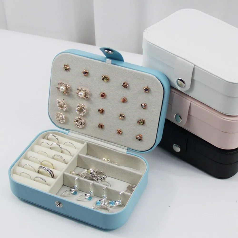 PU Leather Jewelry Box Small Size Compact Design Jewelry Storage Holder Multi Compartment Travel Jewelry Organizer Travel Use