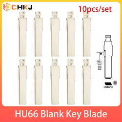 CHKJ 10PCS/SET 31# HU66 Metal Uncut Blank Flip Remote Key Blade Fit HU66 Fixture Cutting For VW Passat Bora Seat Skoda Audi