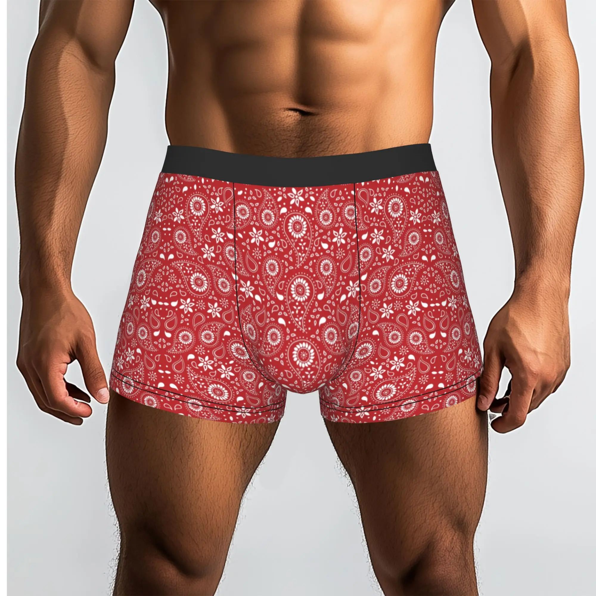 Custom Bohemian Style Bandanna Paisley Floral Print Underwear Men Stretch  Boxer Briefs Shorts Panties Soft Underpants For Homme